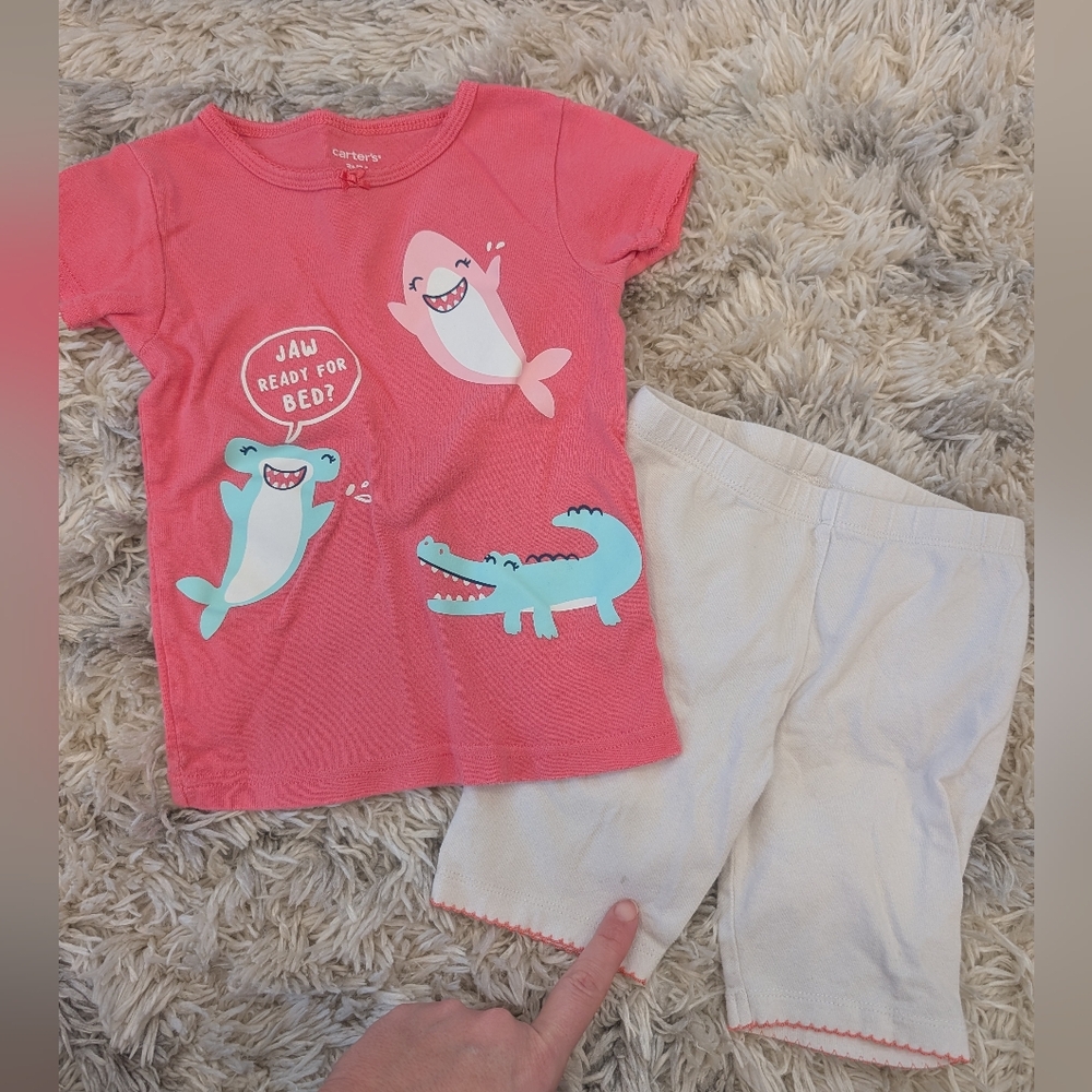 CARTER'S Girls Summer Short Pajamas Lot Of 3 Sets Purple, White, & Pink Size 3t - Picture 2 of 4